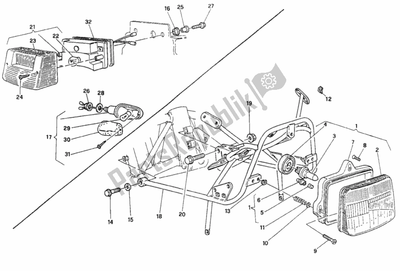 All parts for the Headlight of the Ducati Supersport 900 SS USA 1993